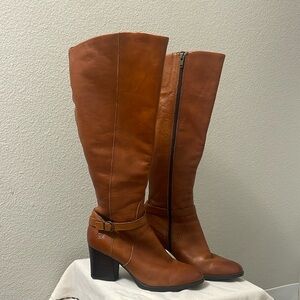 Born Tan Leather Heeled Boots